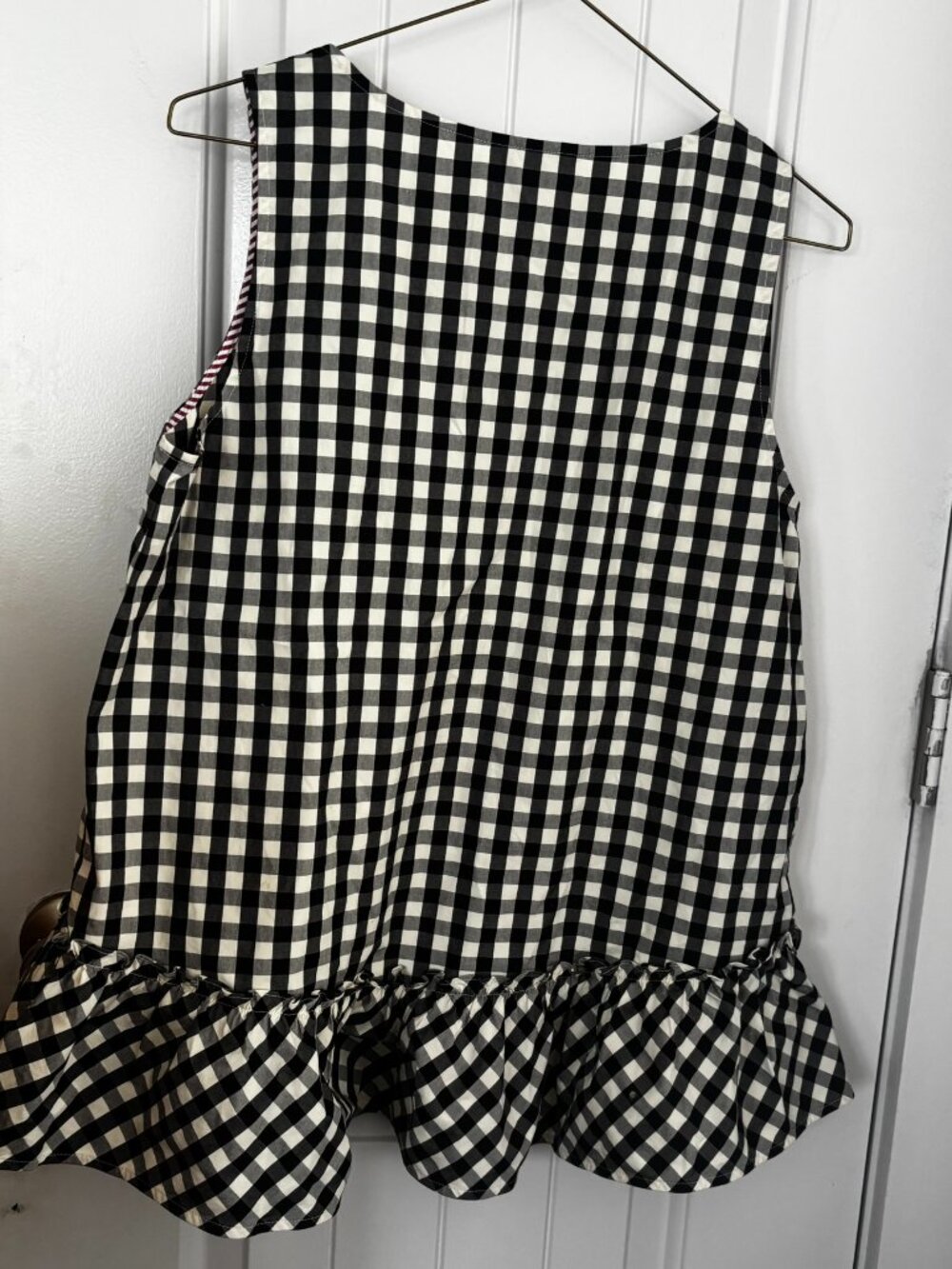 Vineyard Vines Gingham Flounce Sleeveless Blouse